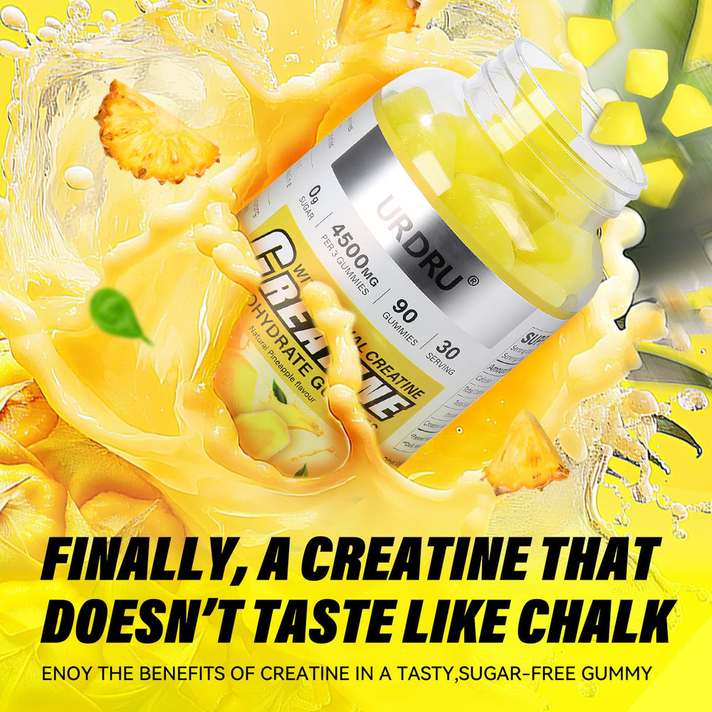 URDRU Creatine Gummies pineapple on-the-go pack fits travel