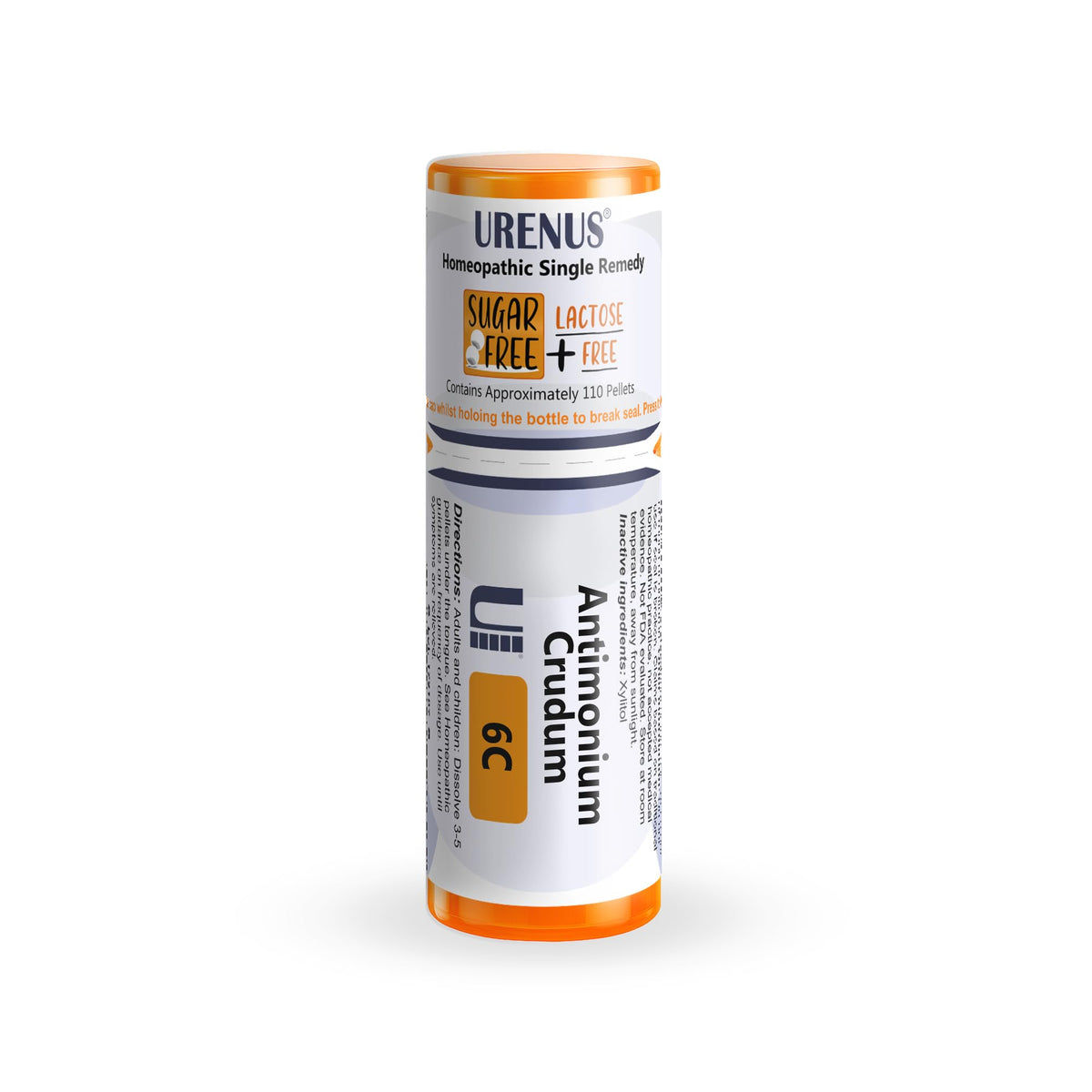 Urenus Antimonium Crudum 6C pellets bottle for precise, on-the-go dosing.