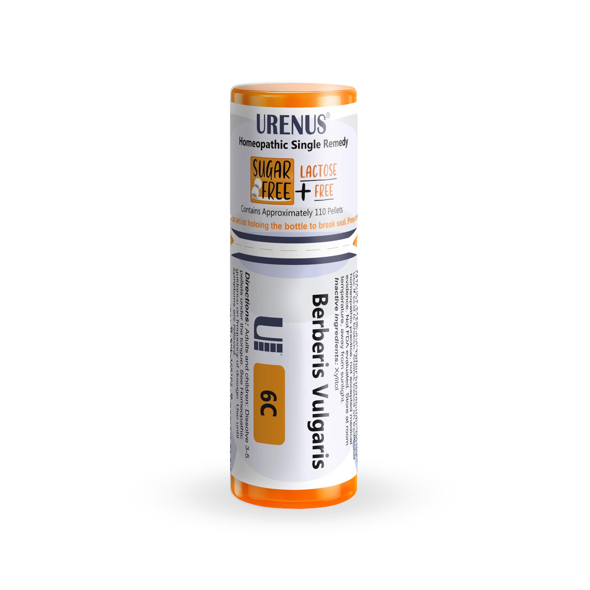 Urenus Berberis Vulgaris 6C bottle with compact, sugar-free dosing for travel