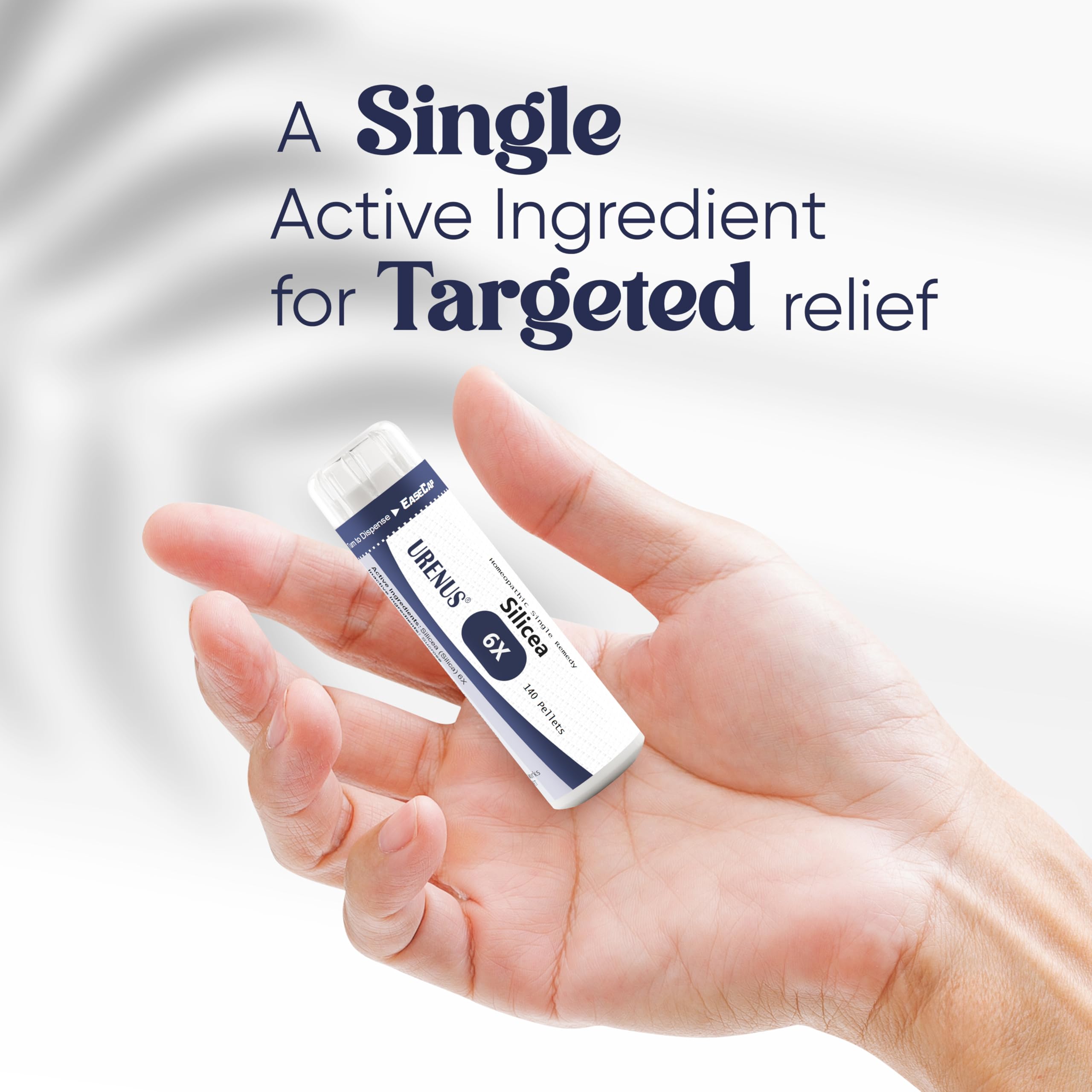 Hand holding bottle emphasizes lactose-free, reliable cell salt option.