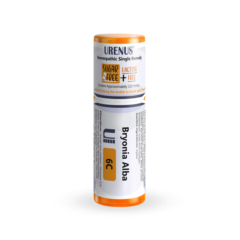 Urenus Bryonia Alba 6C sugarfree pellets close-up for on-the-go use