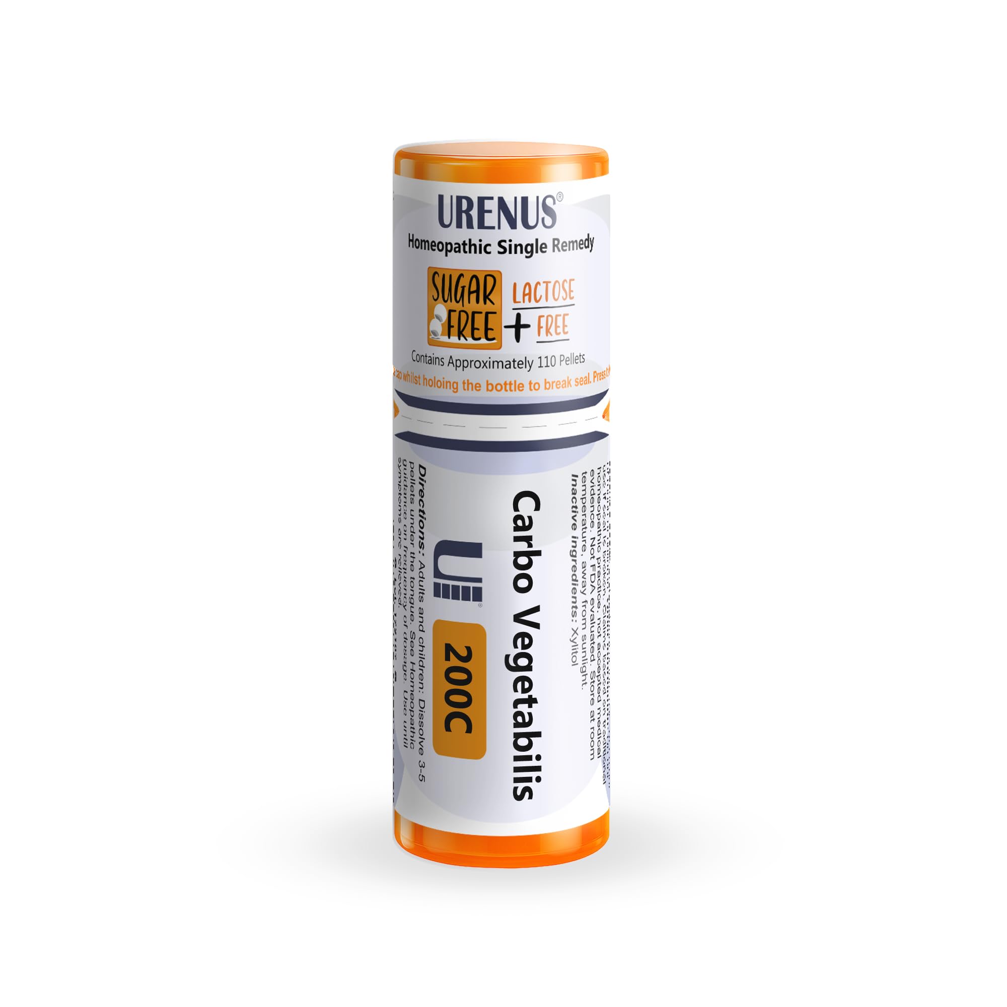 Urenus Carbo Vegetabilis 200C bottle for on-the-go, sugar-free use.