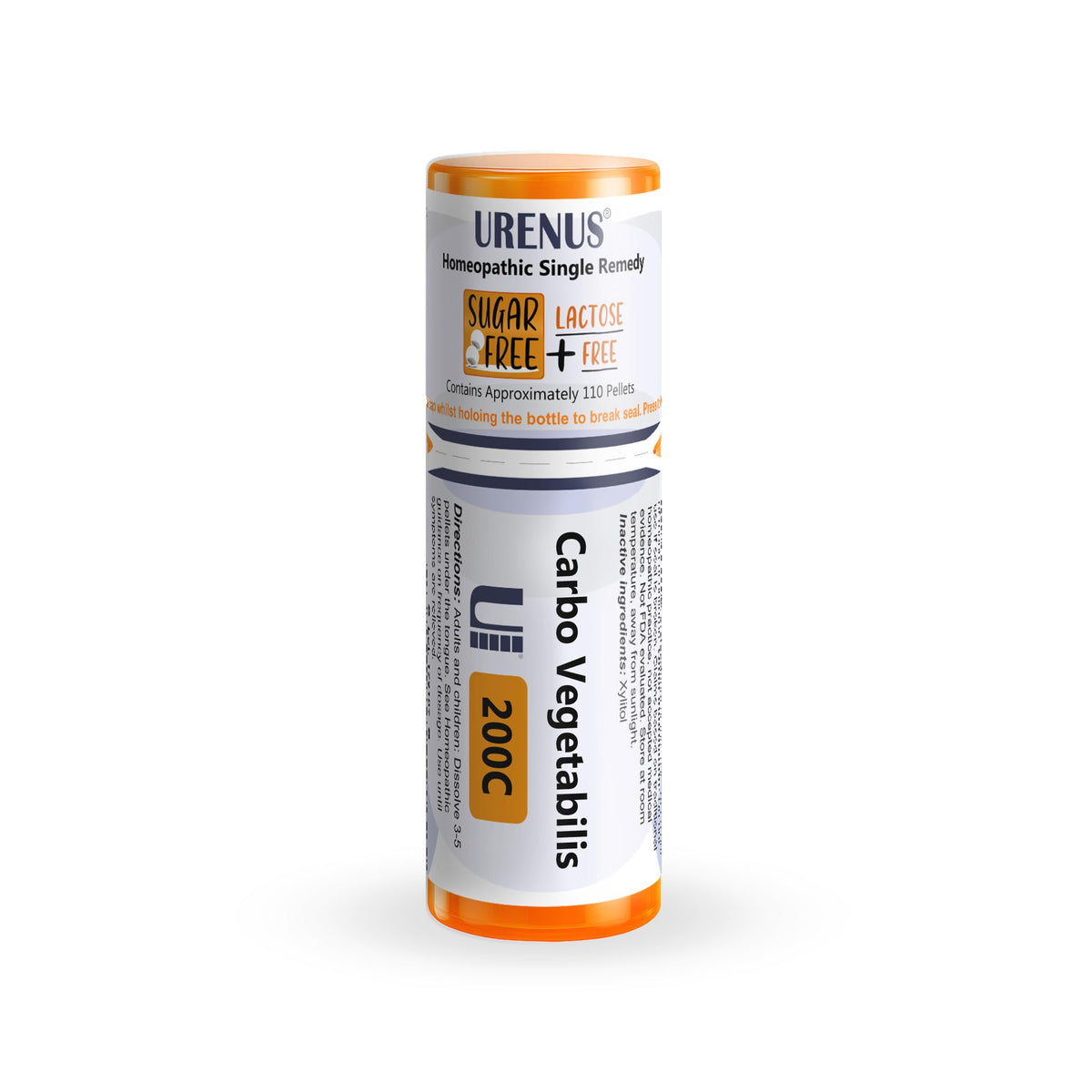 Urenus Carbo Vegetabilis 200C bottle for on-the-go, sugar-free use.