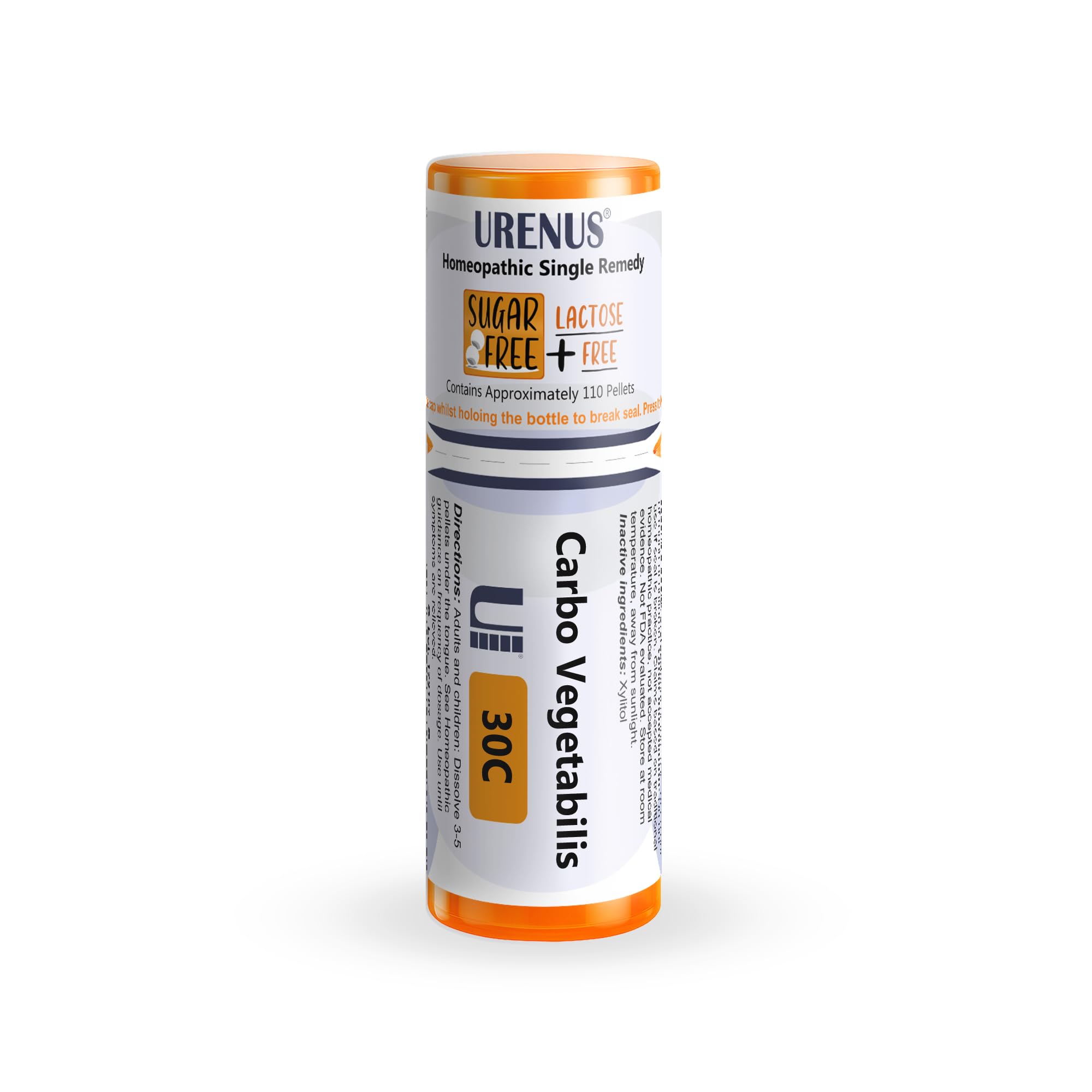 Urenus Carbo Vegetabilis 30C bottle showing compact packaging for travel and on-the-go use