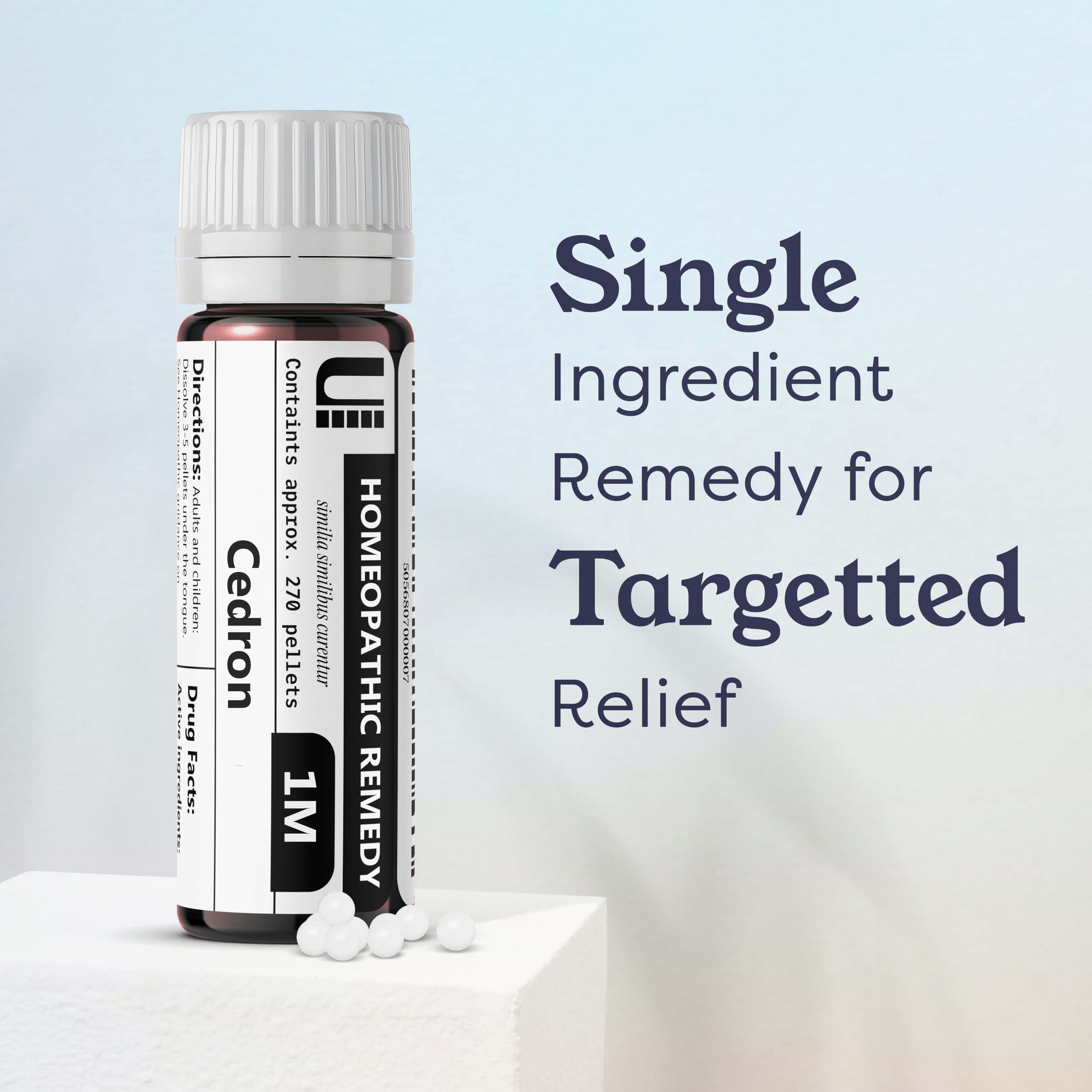 Urenus Cedron 1M pellets bottle front—clear label and eco-friendly packaging