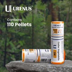Urenus dispensing button close-up ensuring one-pellet dosing each press.