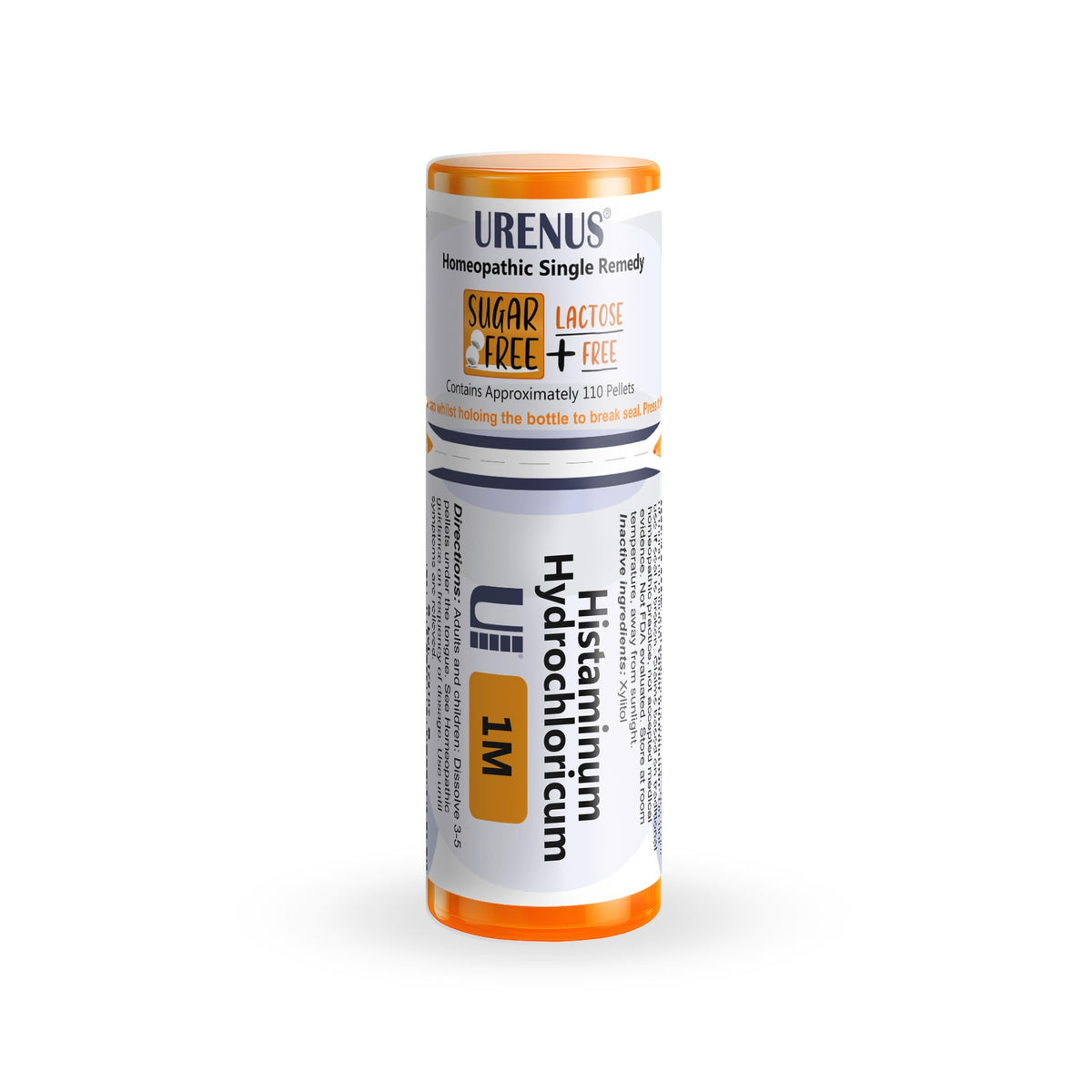 Urenus Histaminum 1M bottle with a precision dispenser delivering a single pellet.