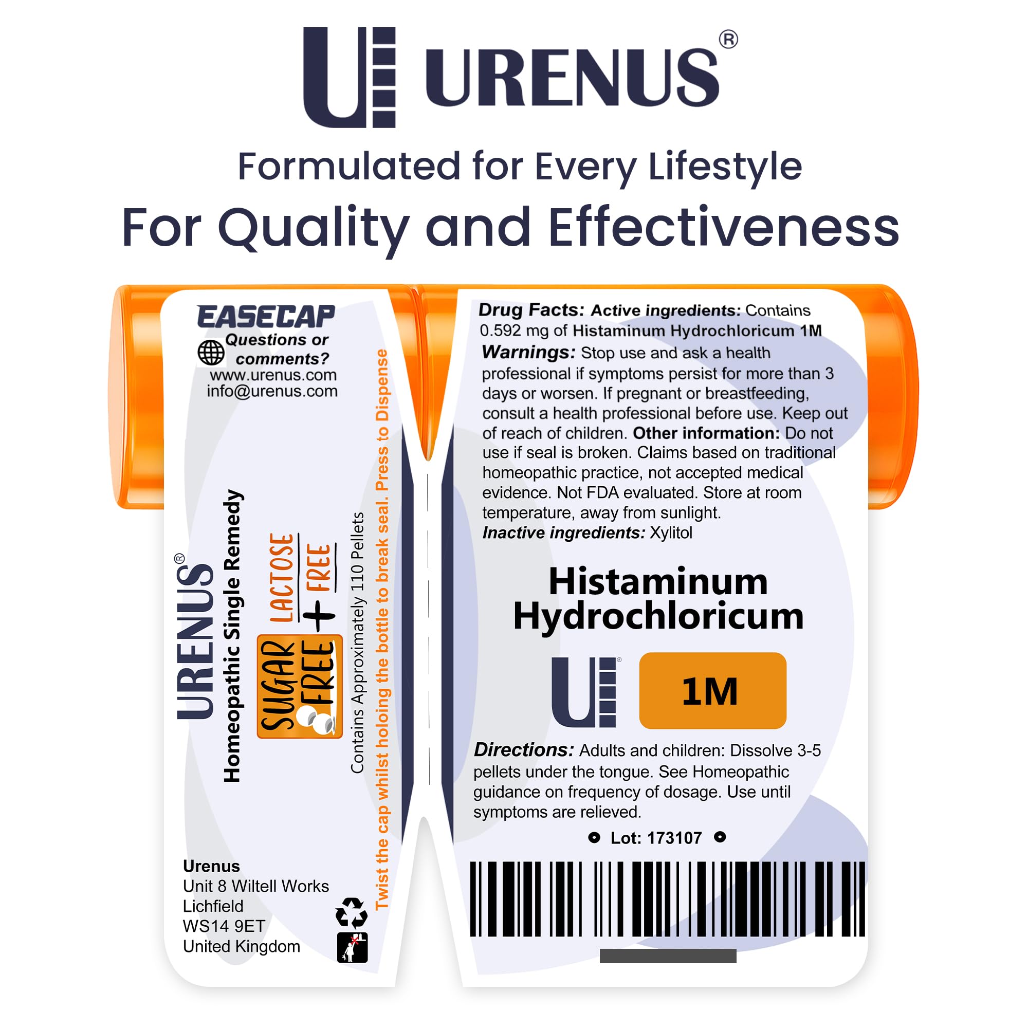 Eco-friendly packaging of Urenus Histaminum 1M emphasizes sustainability.