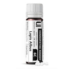 Urenus Lapis Albus 6C bottle featuring 270 lactose-free homeopathic pellets for daily use.