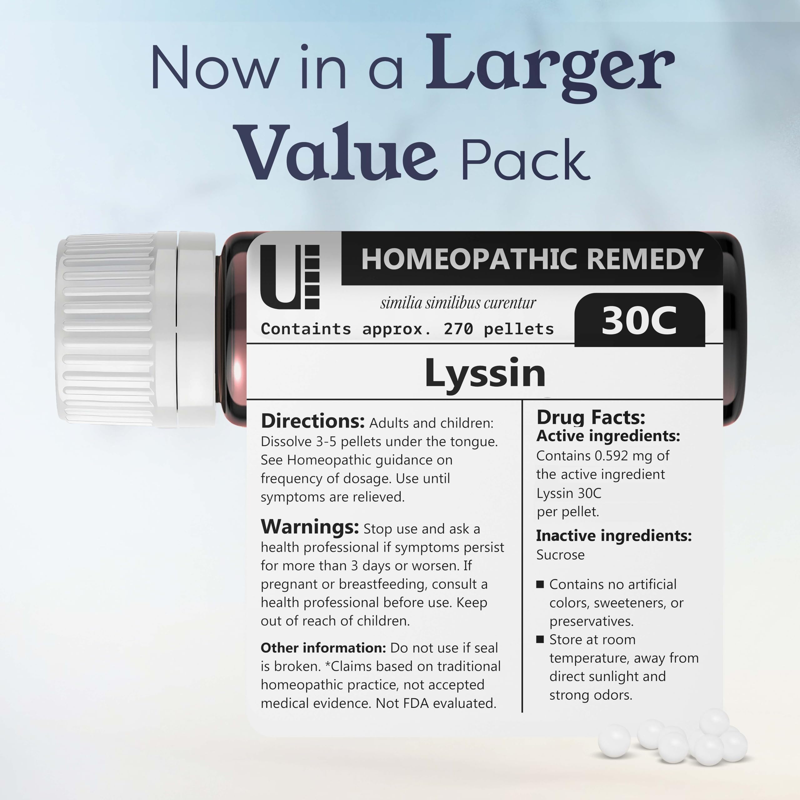 Urenus Lyssin 30C label close-up showing potency.
