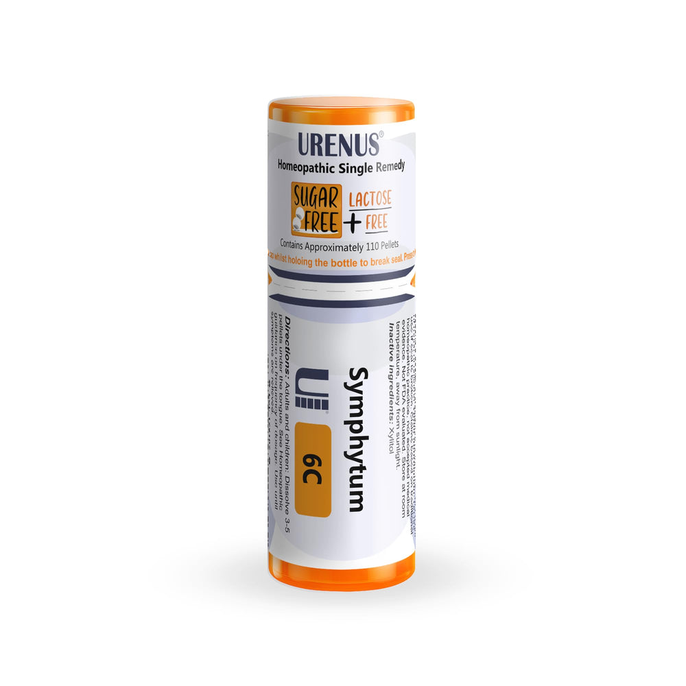 Urenus Symphytum 6C bottle with one-pellet dispenser for hygienic dosing.