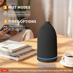 URPOWER diffuser uses ultrasonic technology for quiet aromatherapy in bedrooms.