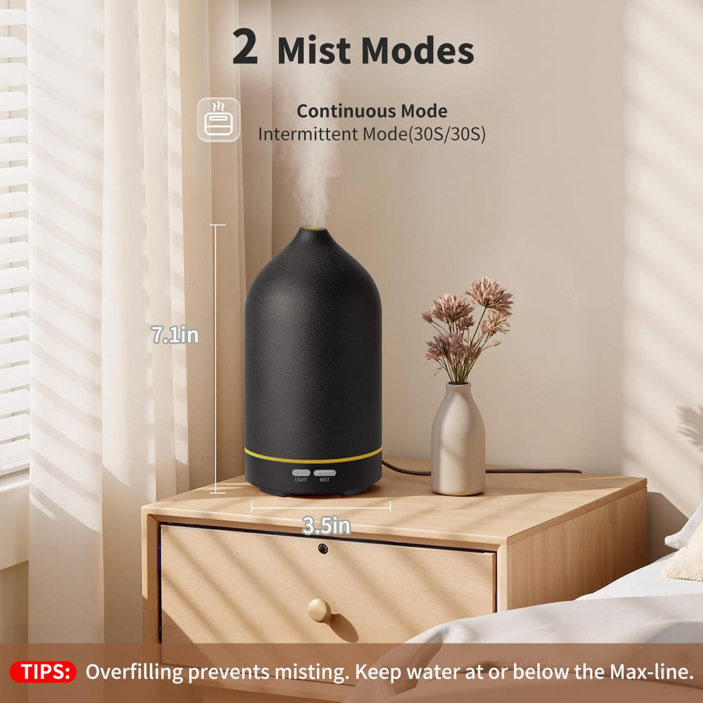 URPOWER diffuser displays seven color LED lights for relaxing mood lighting.