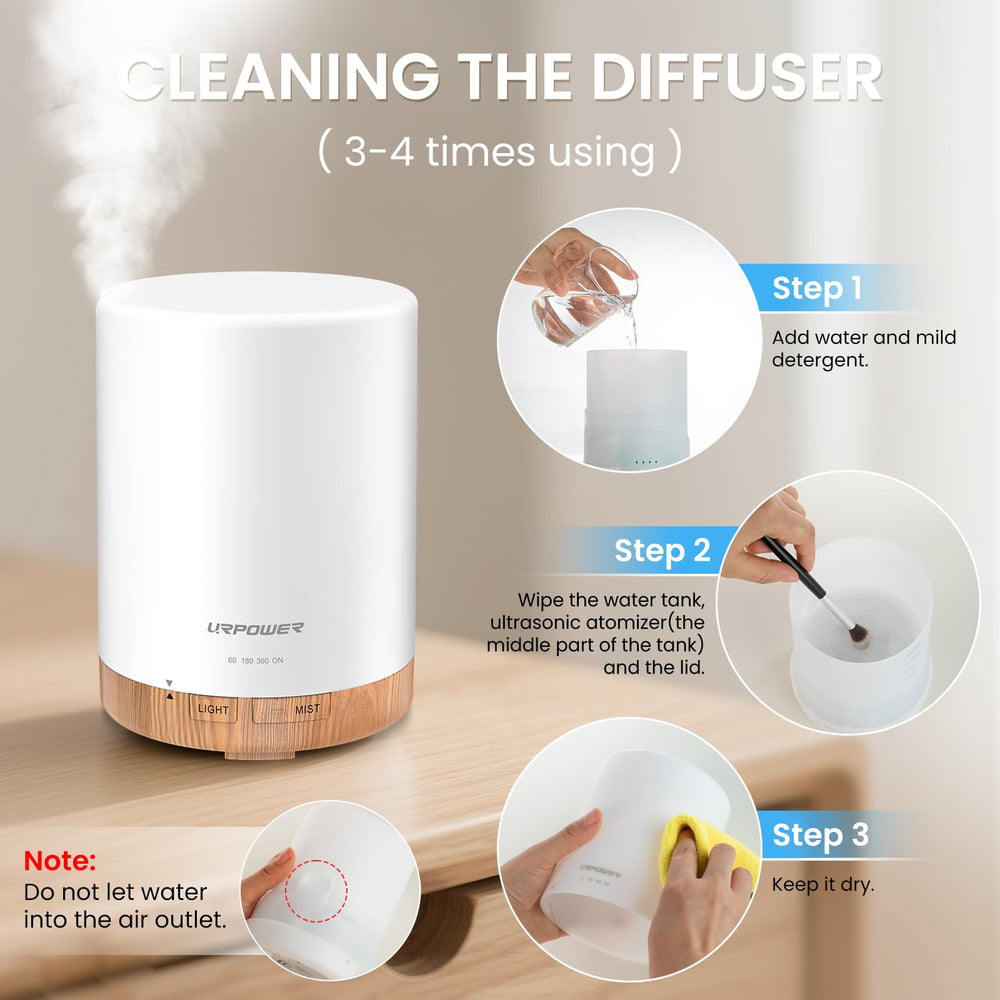 URPOWER 300ml diffuser bedroom setup demonstrating relaxing ambience
