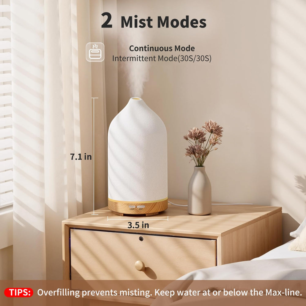 URPOWER ceramic diffuser with wood grain base enhances living room decor