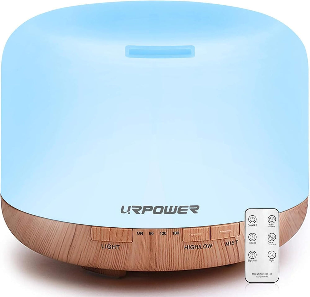 URPOWER diffuser 500ml on shelf with calm ambient glow
