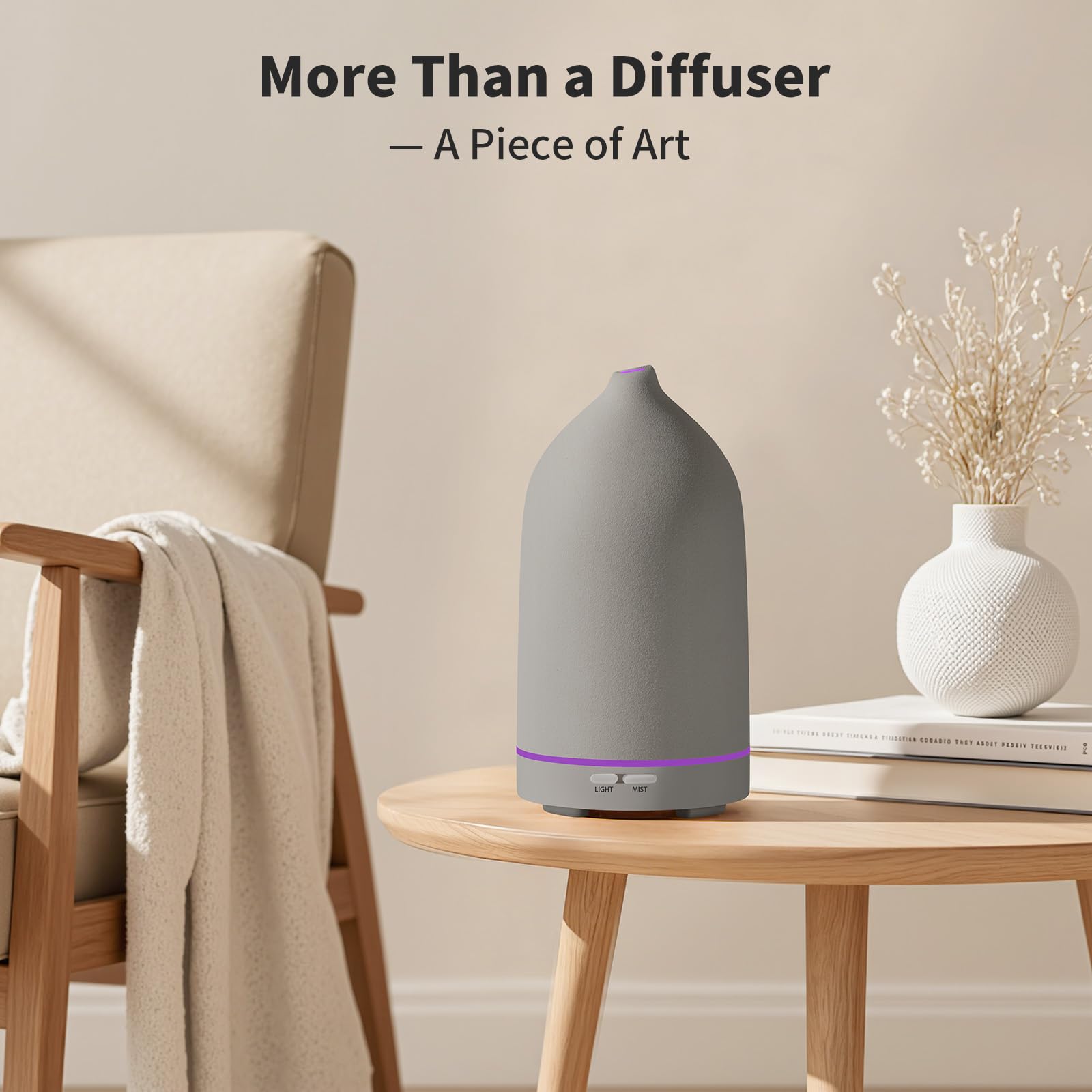 Elegant URPOWER ceramic diffuser suits bedroom or living room decor