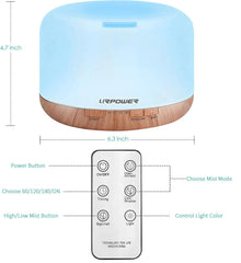 URPOWER diffuser with seven color-changing LEDs for mood lighting