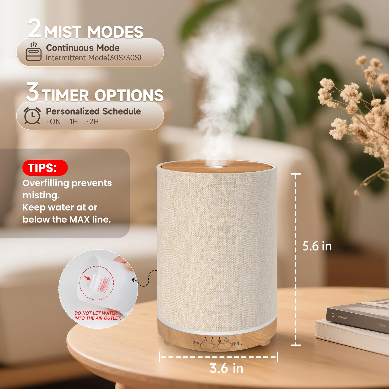 URPOWER diffuser ultra-quiet technology for peaceful bedroom ambiance.