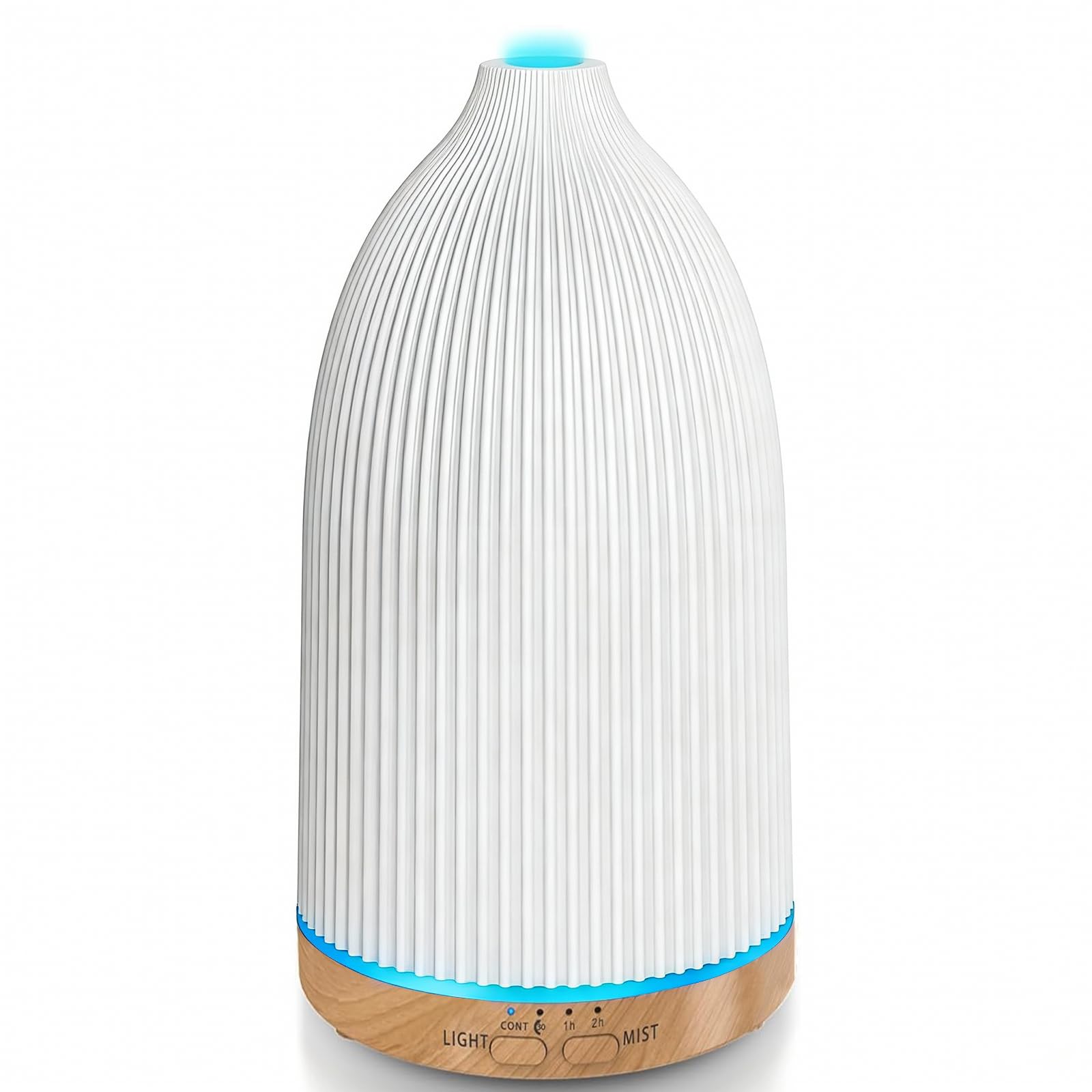 URPOWER essential oil diffuser with wood-grain base for cozy bedrooms and living rooms.