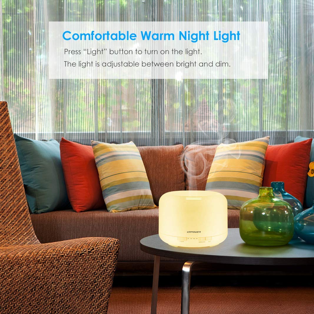 URPOWER diffuser in quiet night use with safe auto shut-off feature.