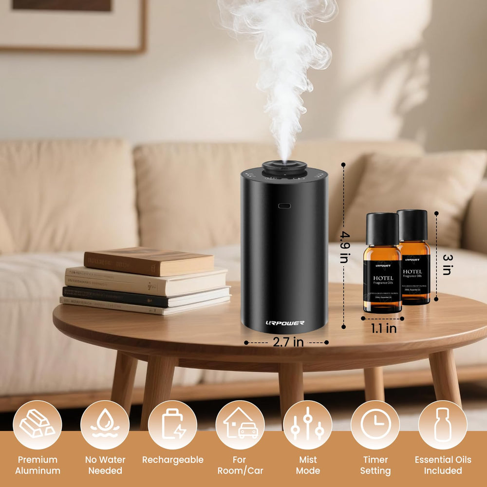 URPOWER waterless diffuser cordless for car use enables fragrance on the go.