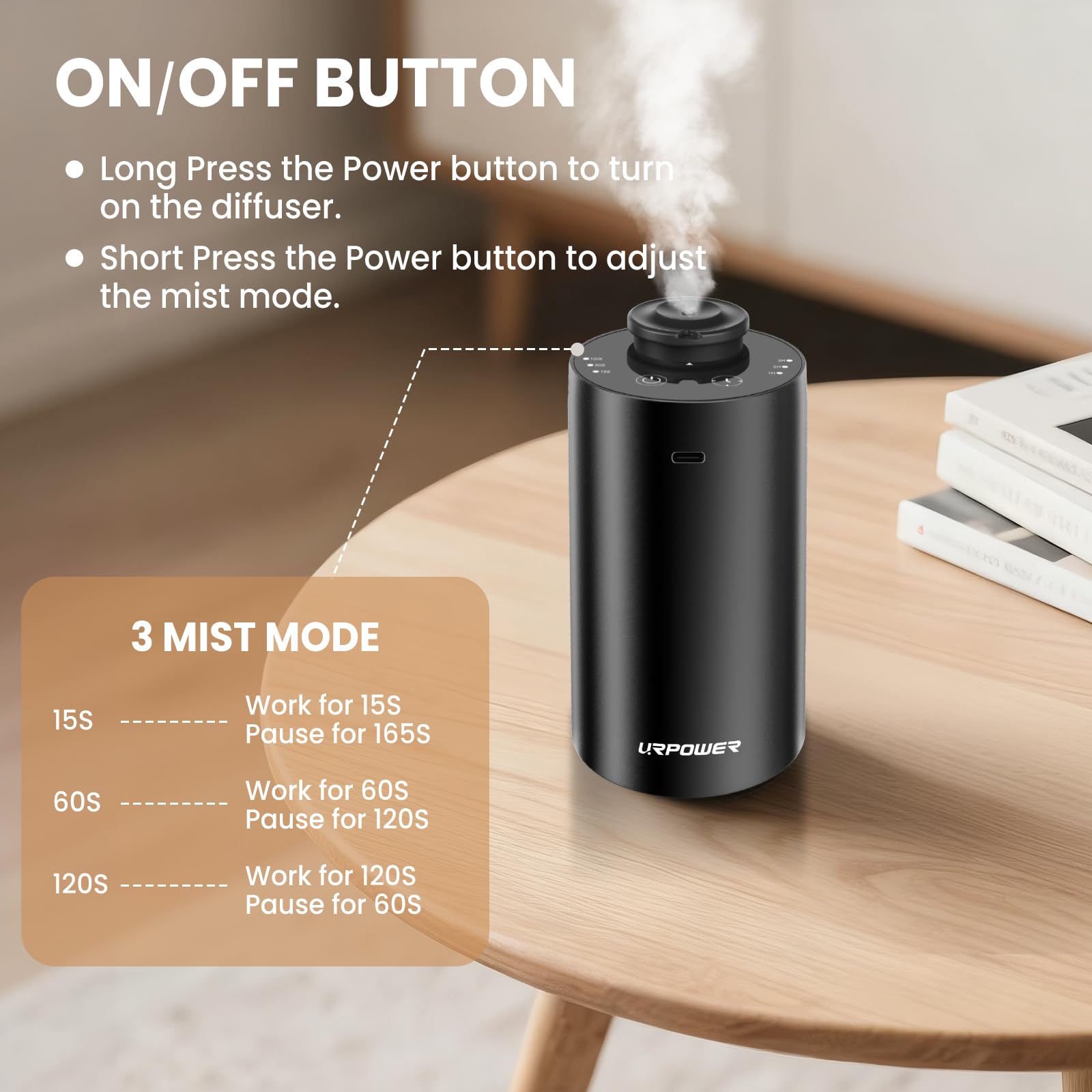 URPOWER waterless diffuser insert oils for immediate scent without water.