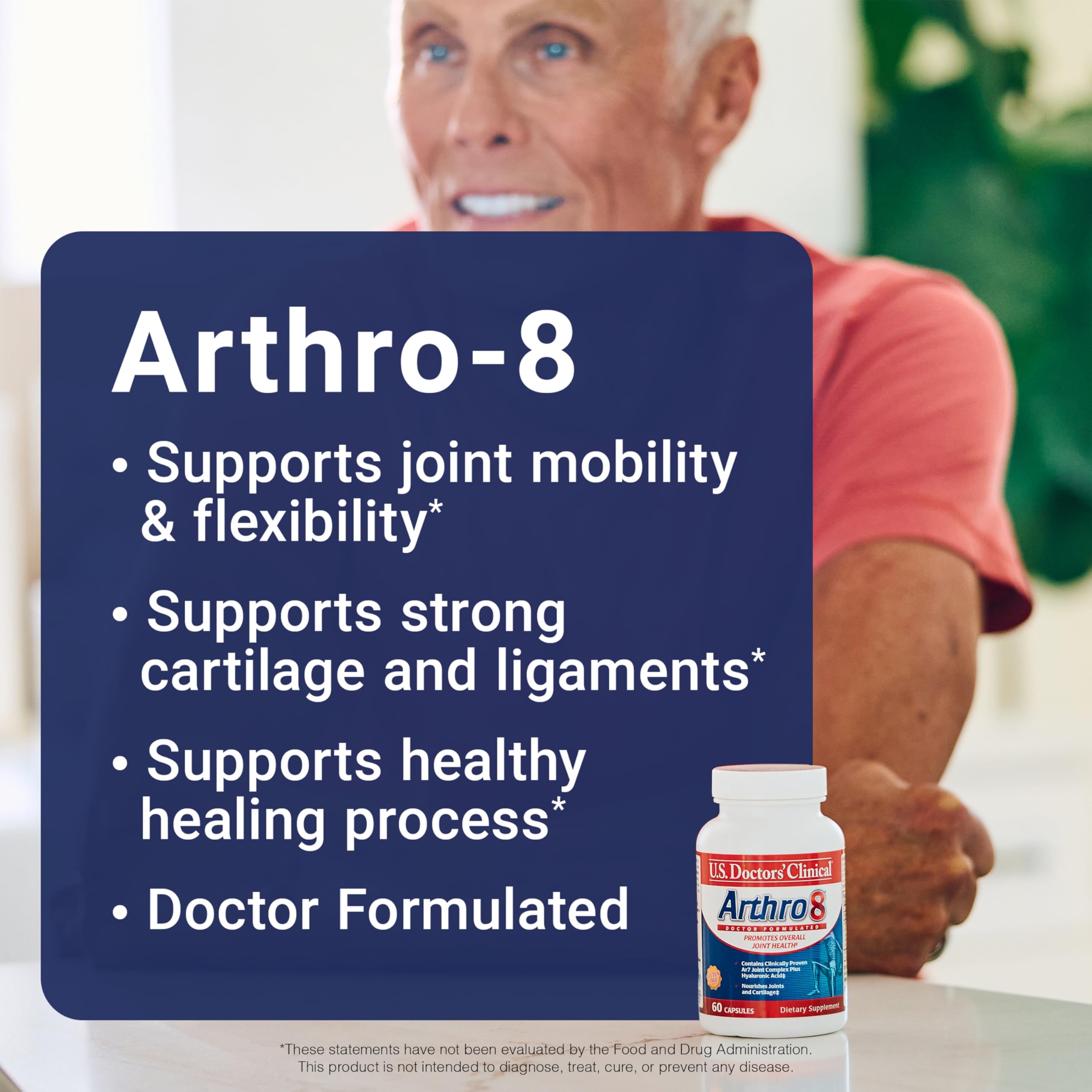 Arthro8 bottle back label shows dosage and ingredients for informed supplementation