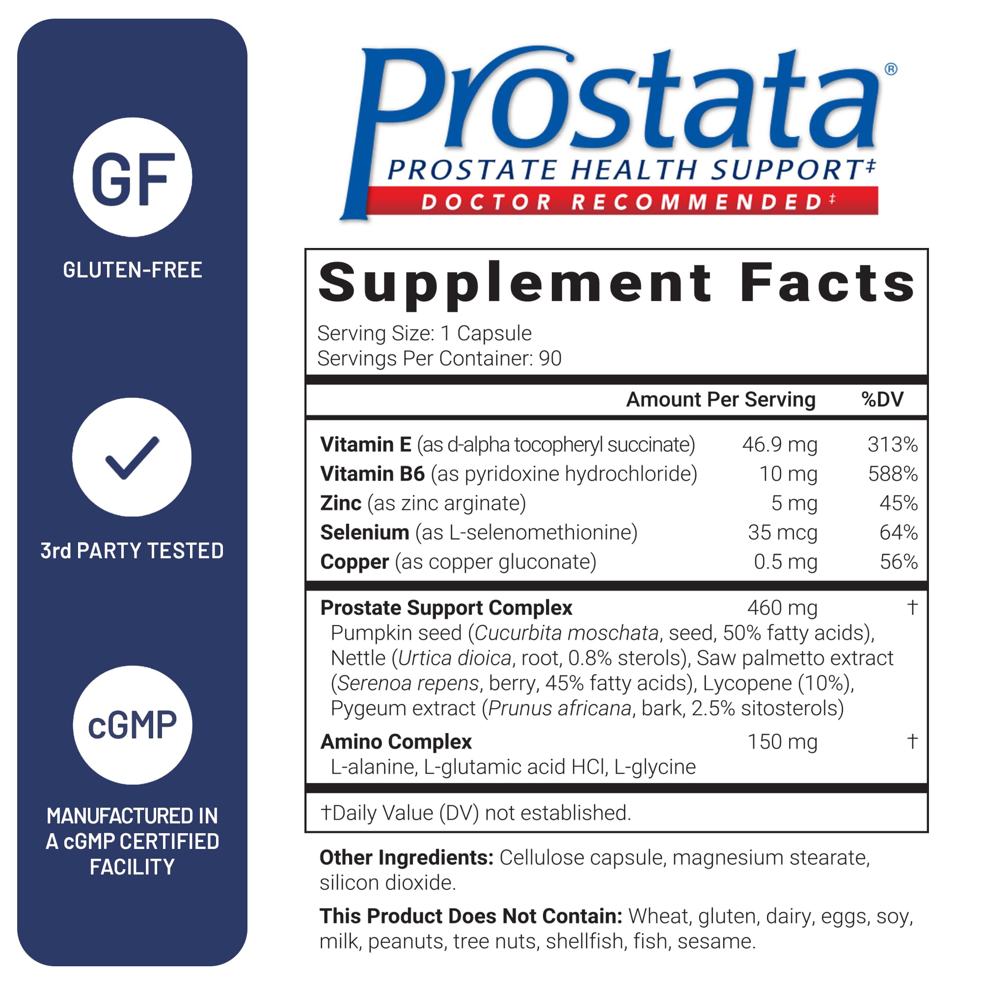 U.S. Doctors' Clinical Prostata USA manufacturing badge emphasizes quality