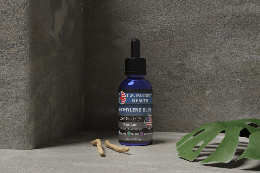 Label shows USP 1% purity for high-quality Methylene Blue