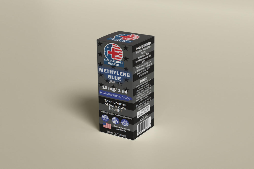 U.S. Patriot Health Methylene Blue vivid blue in dropper for color visualization