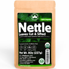 U.S. Wellness Naturals nettle tea 8oz loose leaves for a soothing infusion.