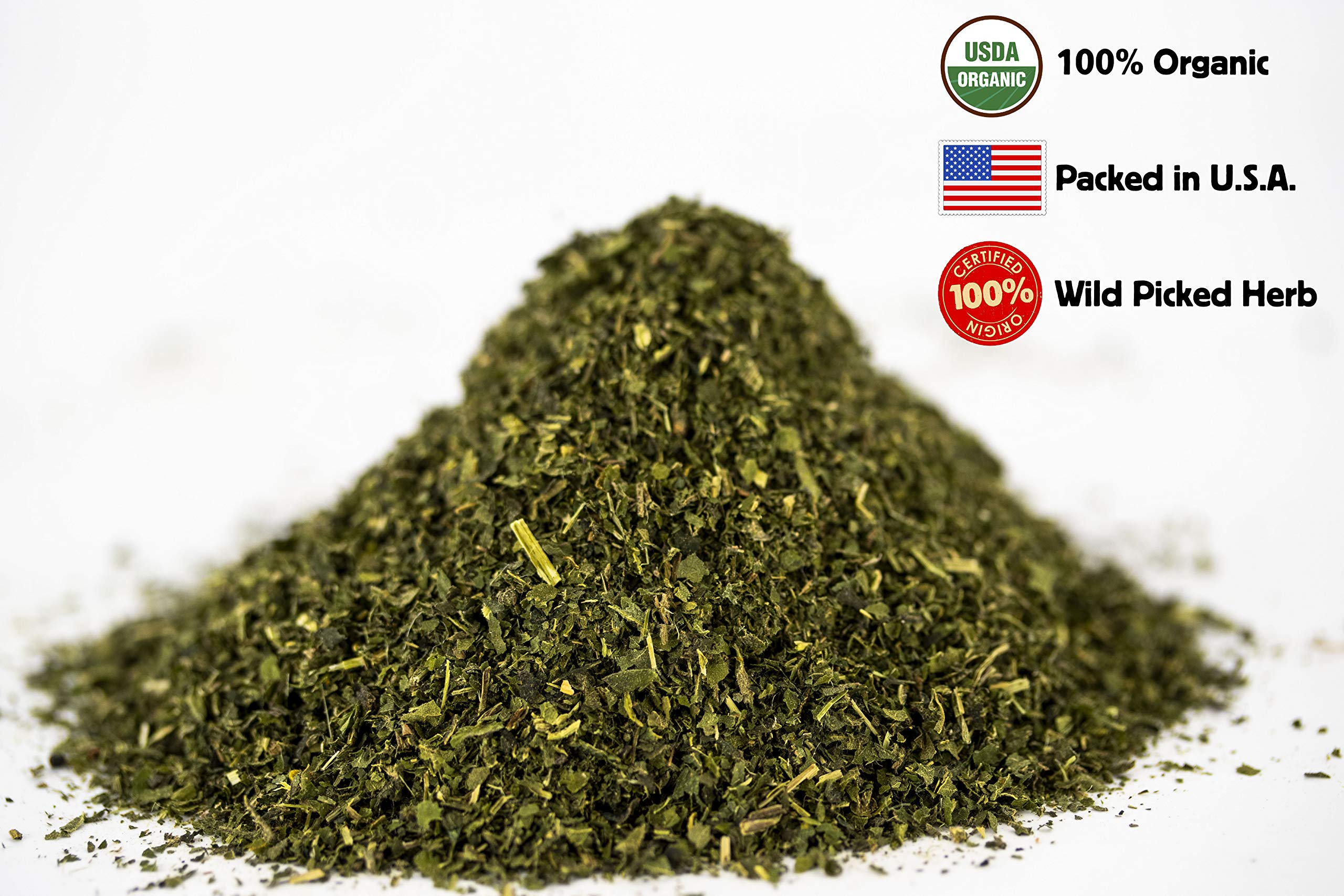 U.S. Wellness Naturals cut and sifted nettle tea ready for quick brew.
