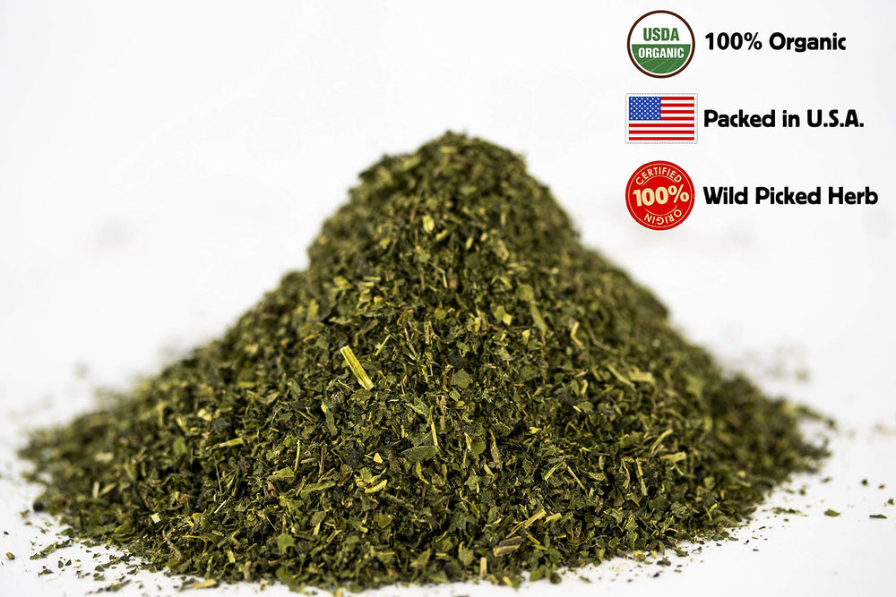 U.S. Wellness Naturals cut and sifted nettle tea ready for quick brew.