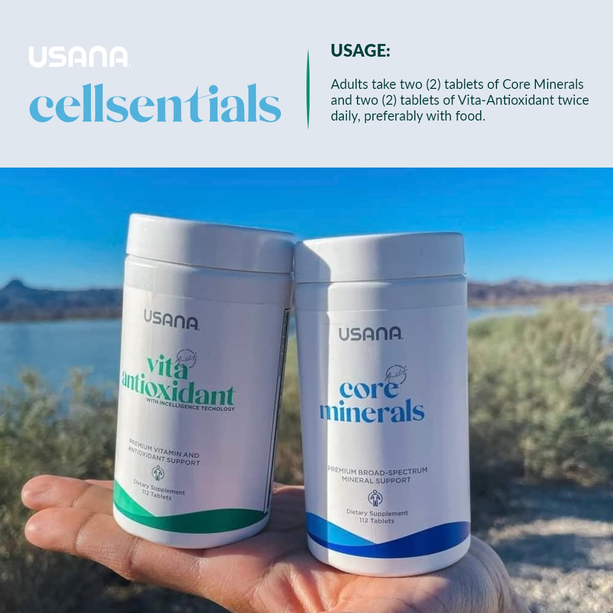 USANA daily-use ritual image showing easy mealtime supplementation