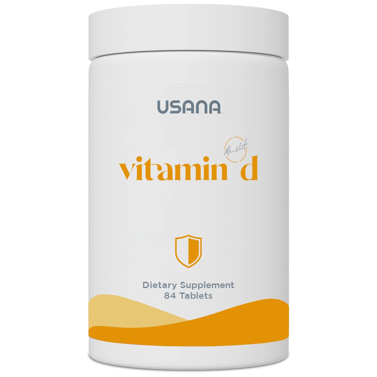 USANA Vitamin D bottle front view, 2000 IU, supports bone health and immune function.