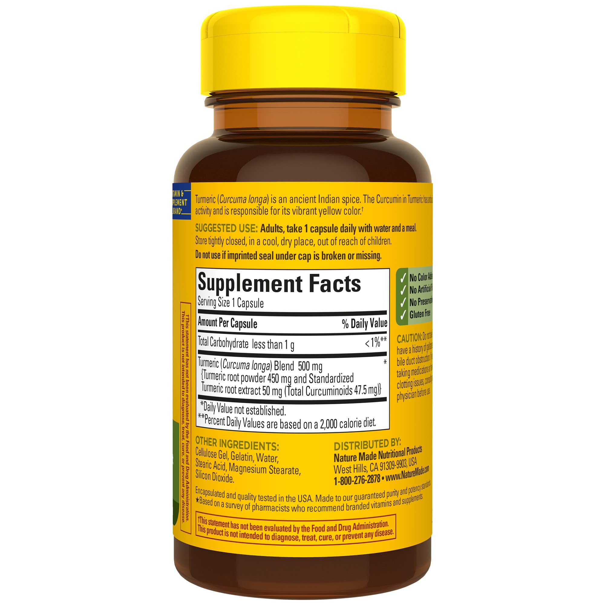 USP Verified seal on Nature Made Turmeric Curcumin packaging