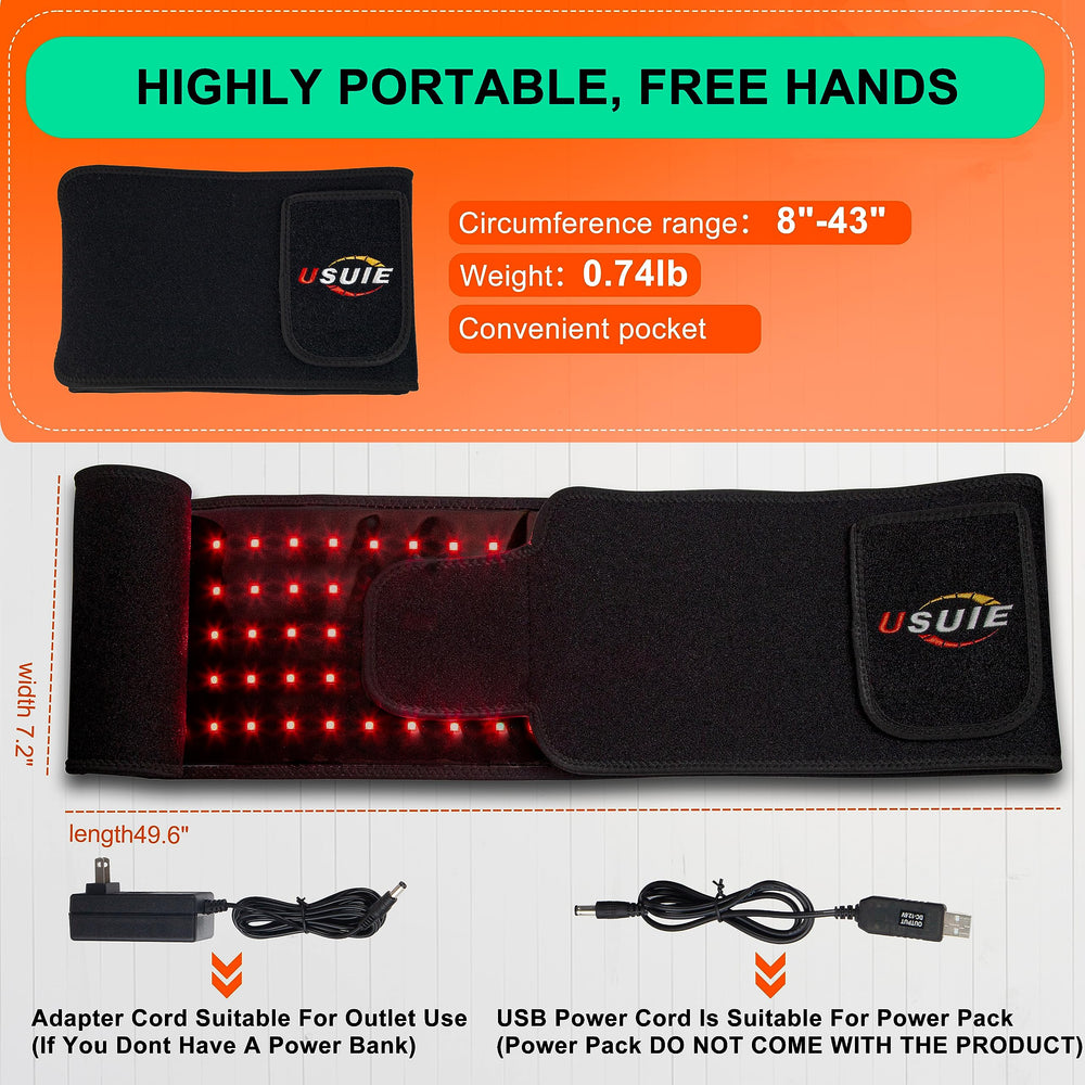 USUIE belt adapter and USB power options for flexible charging.