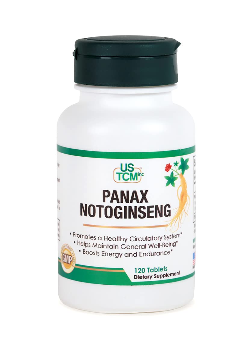 USTCM Panax Notoginseng Tablet bottle front showing circulation support potential