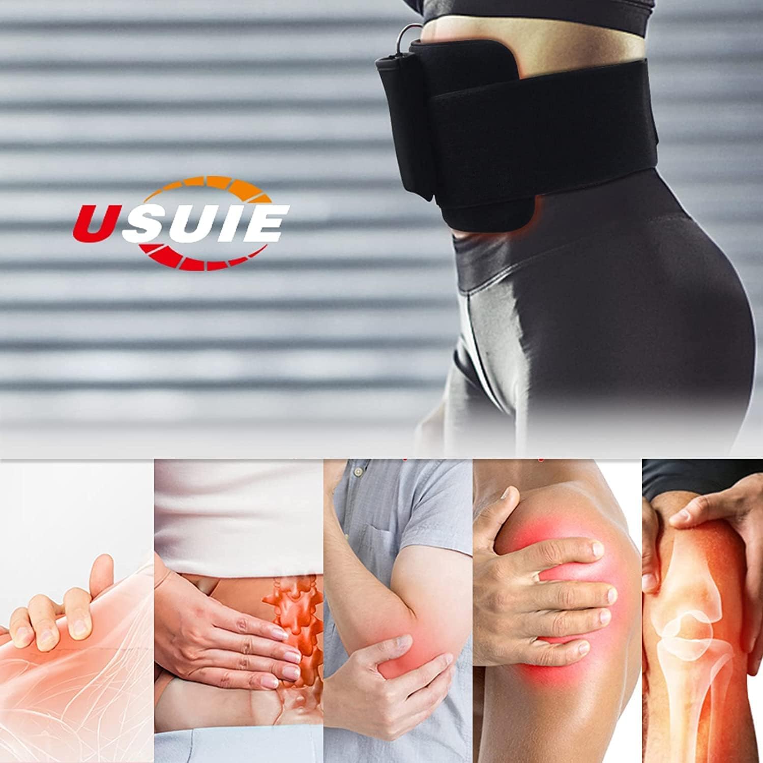 USUIE belt demonstrating pulse modes for faster comfort after activity.