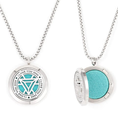 UTHOSMDO I Love You 3000 diffuser necklace close-up showing magnetic locket for mess-free diffusion.