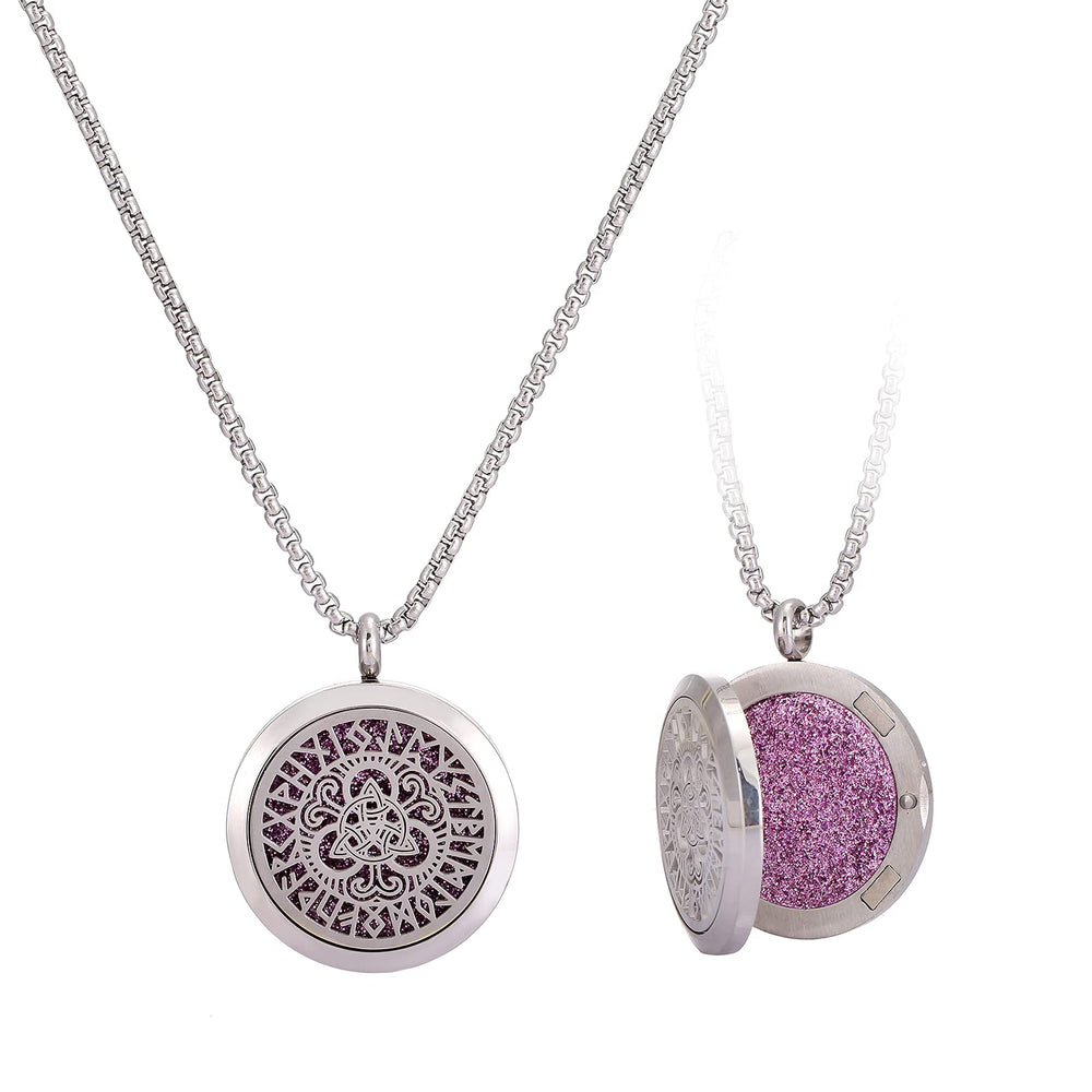 UTHOSMDO Luck Viking Knot diffuser necklace displaying a stylish locket for aromatherapy on the go.