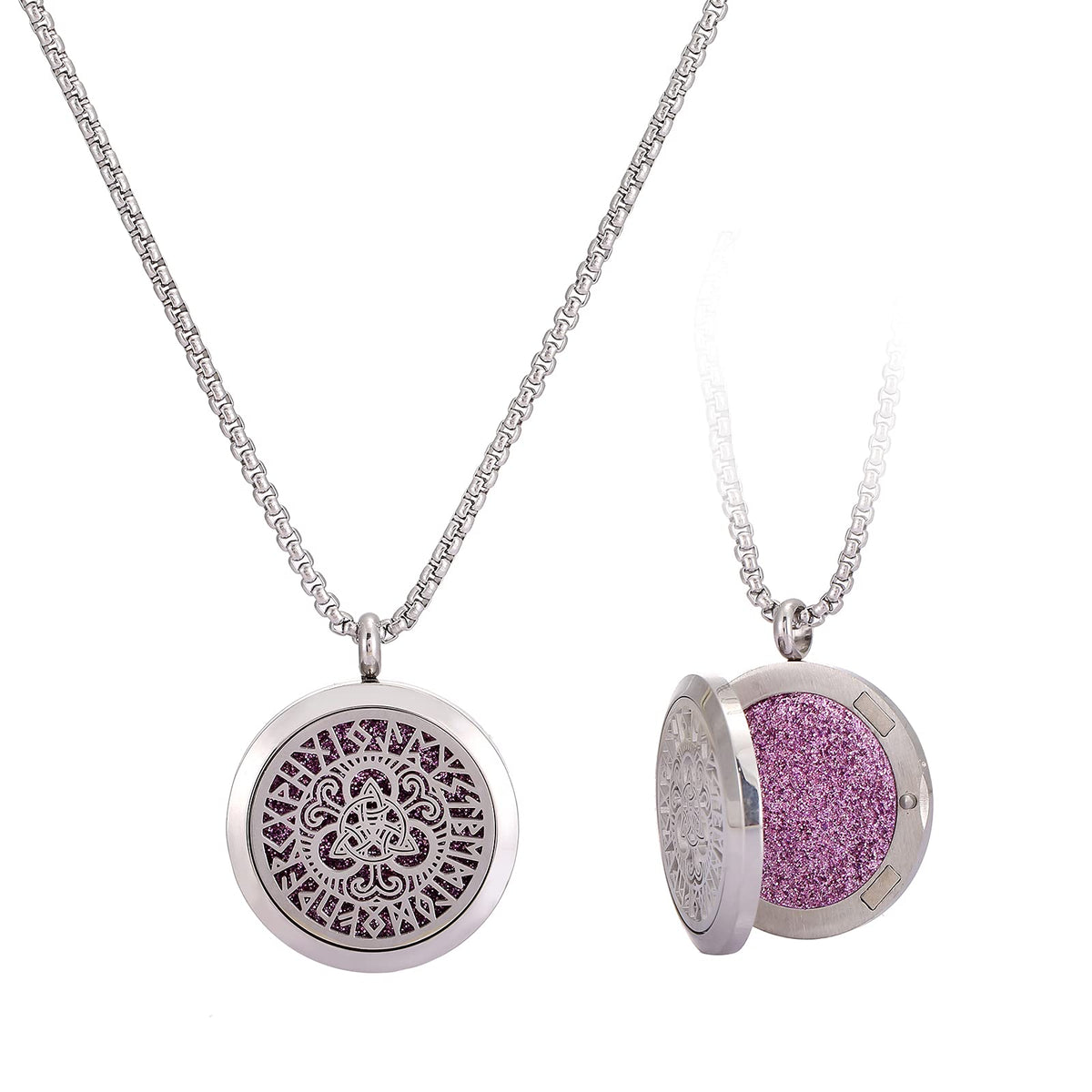 UTHOSMDO Luck Viking Knot diffuser necklace displaying a stylish locket for aromatherapy on the go.