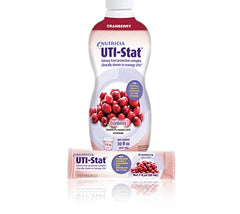 UTI-Stat Nutricia ingredients label highlights cranberry concentrate and key nutrients.