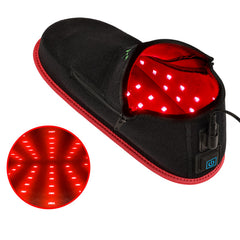 UTK red light shoe close-up on wrapped foot highlighting surface skin support.