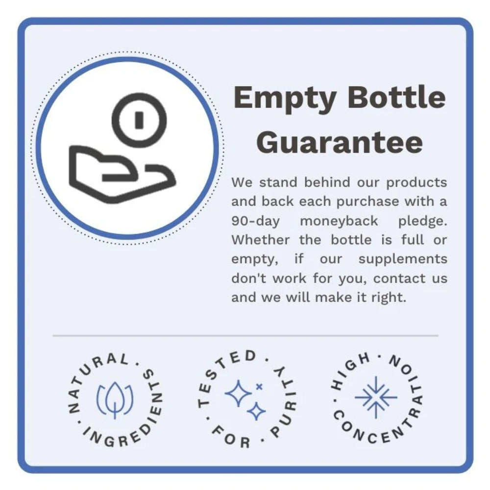 Utzy Naturals Coll-U-Gen empty bottle guarantee badge highlights customer satisfaction