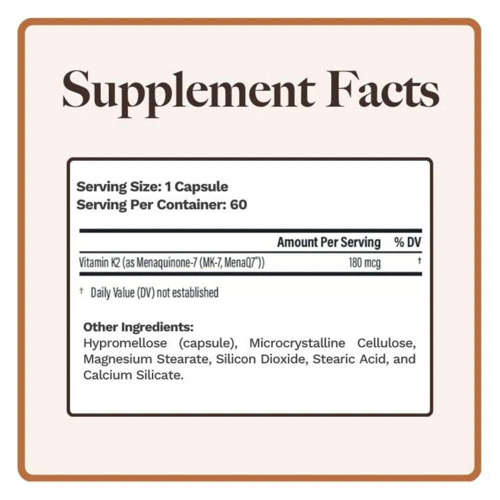 Close-up of Utzy Naturals Vitamin K2 capsules highlighting bioavailable MenaQ7 form