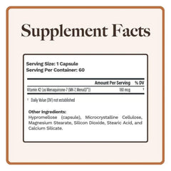 Close-up of Utzy Naturals Vitamin K2 capsules highlighting bioavailable MenaQ7 form