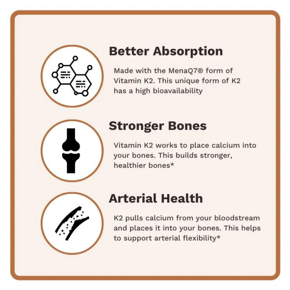 MenaQ7 form badge on Utzy Naturals Vitamin K2 bottle signaling research-backed K2