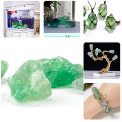 UU UNIHOM green fluorite rough for polishing and DIY crystal projects.